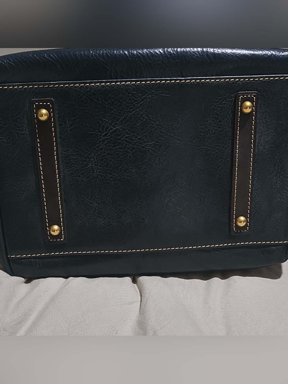 Dooney & Bourke Deep Teal Drawstring Satchel Gold Hardware Tassel Accent EUC - Picture 6 of 9